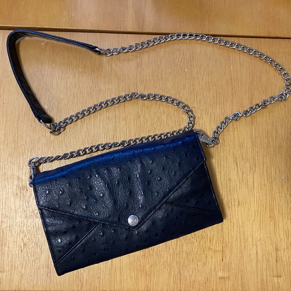 Rebecca Minkoff Handbags - Rebecca Minkoff black ostrich wallet on chain bag